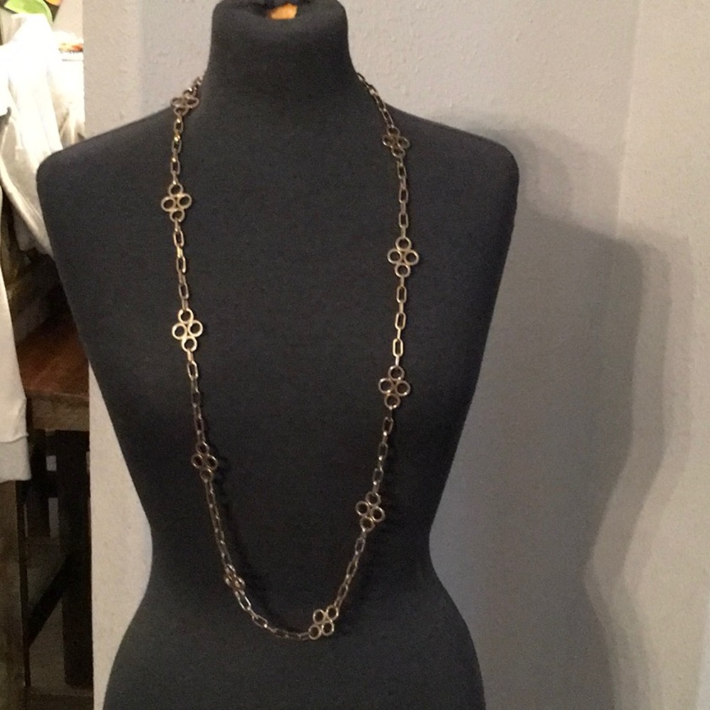 Gold chain cluster necklace.